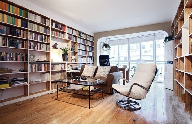 突破传统设计 太多书将客厅改为书房,创意的书香生活